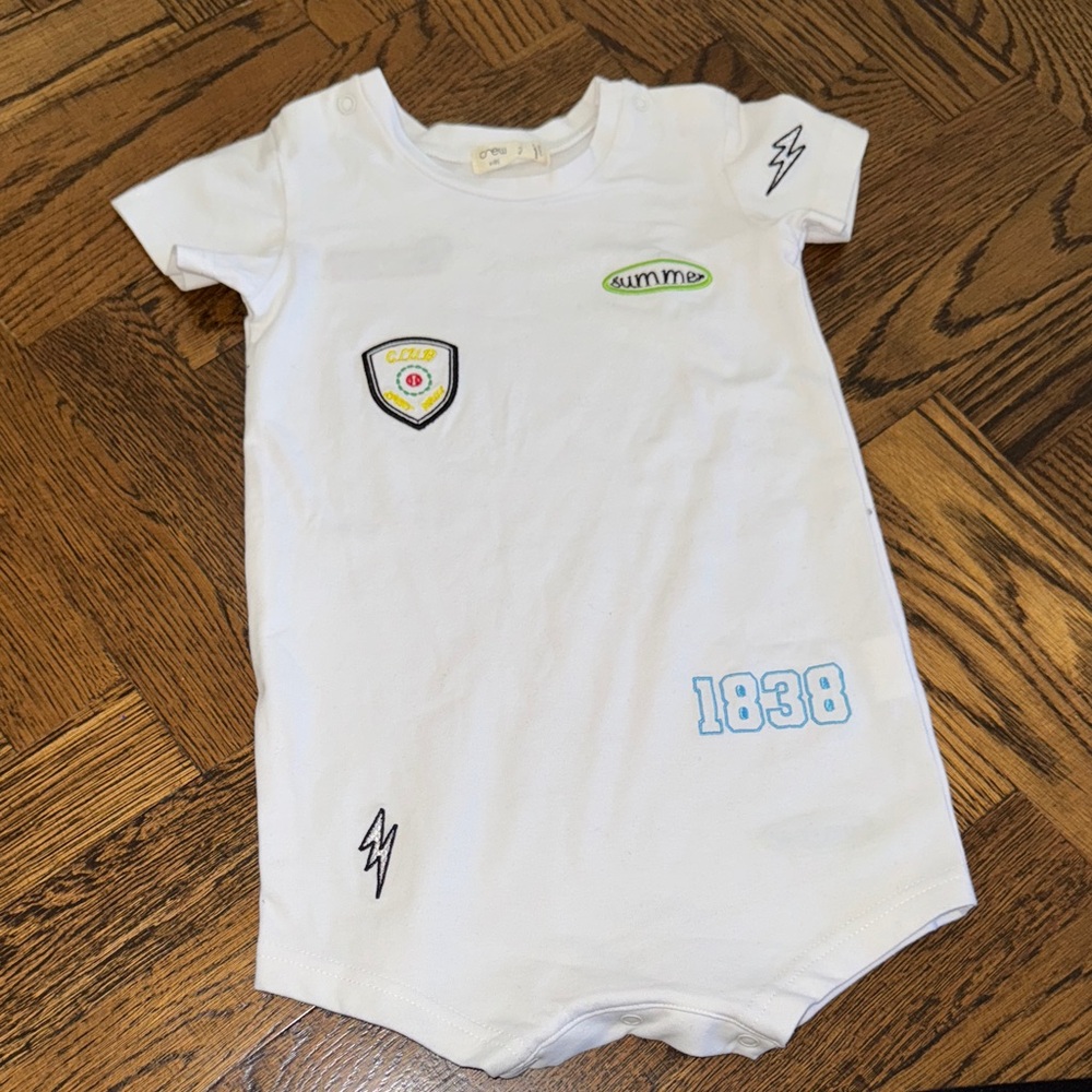 White Baby Onesie with Patches